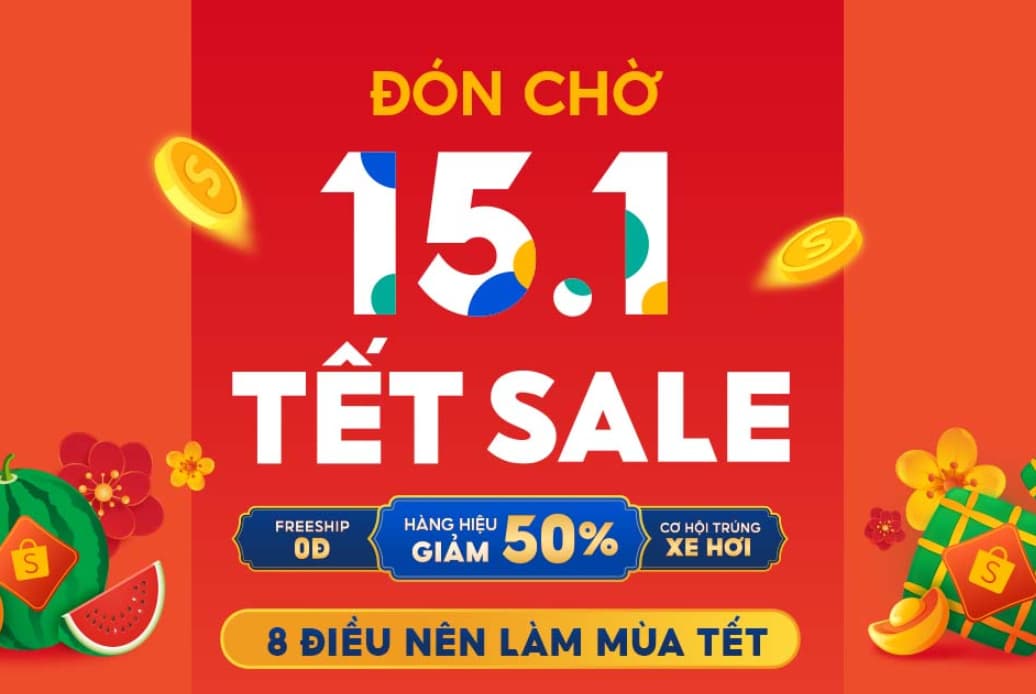 Mã giảm giá shopee 13.01 Shopee Tết Sale 15.01