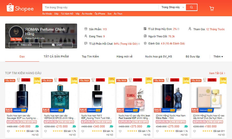 Top 7 Shop bán nước hoa uy tín trên Shopee dành cho mọi người