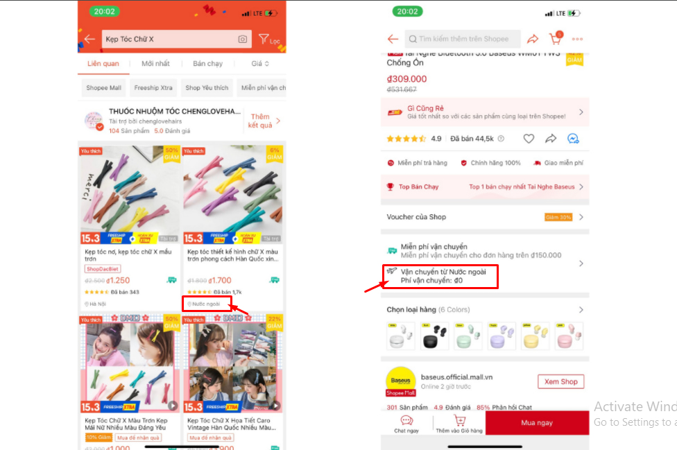 Nhận diện hàng quốc tế shopee