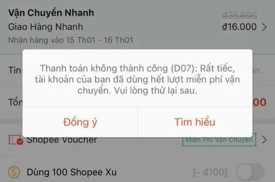 lỗi d07 trên shopee
