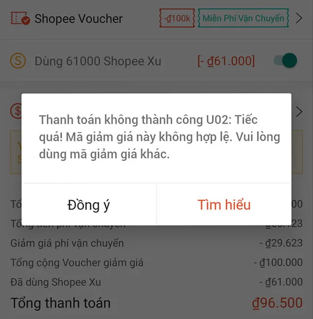 lỗi u02 trên shopee