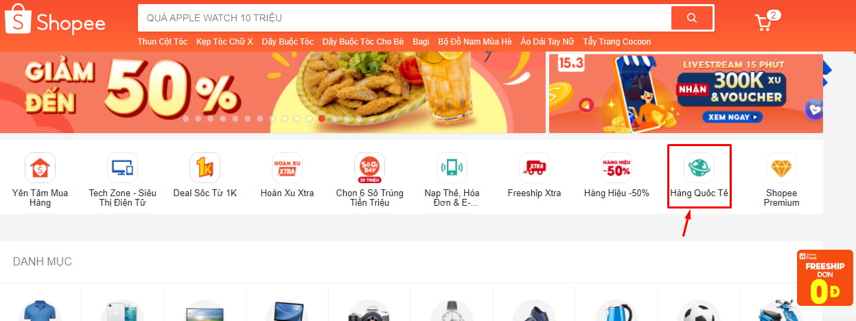 mua sắm tại gian hàng quốc tế shopee
