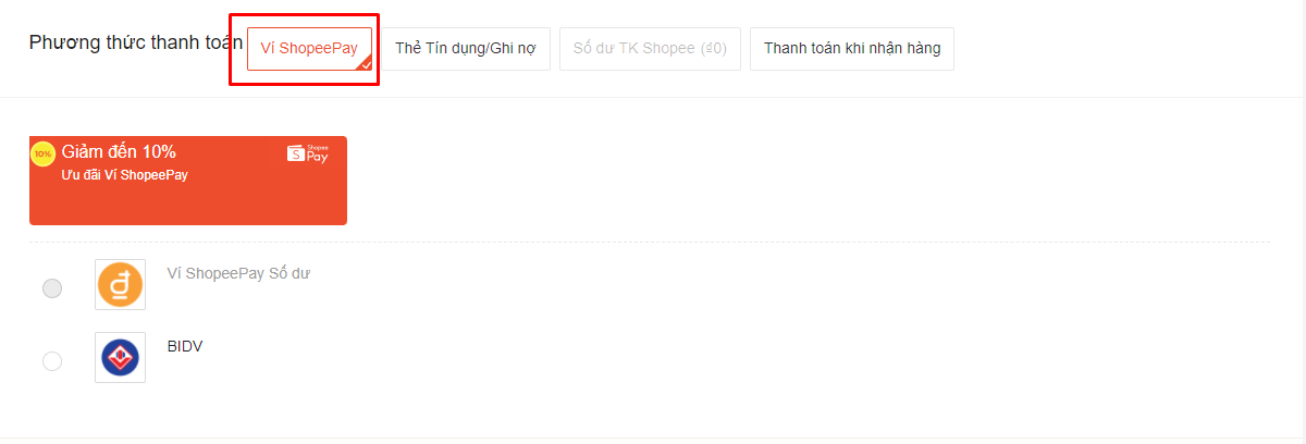 phương thức thanh toán ví shopee pay