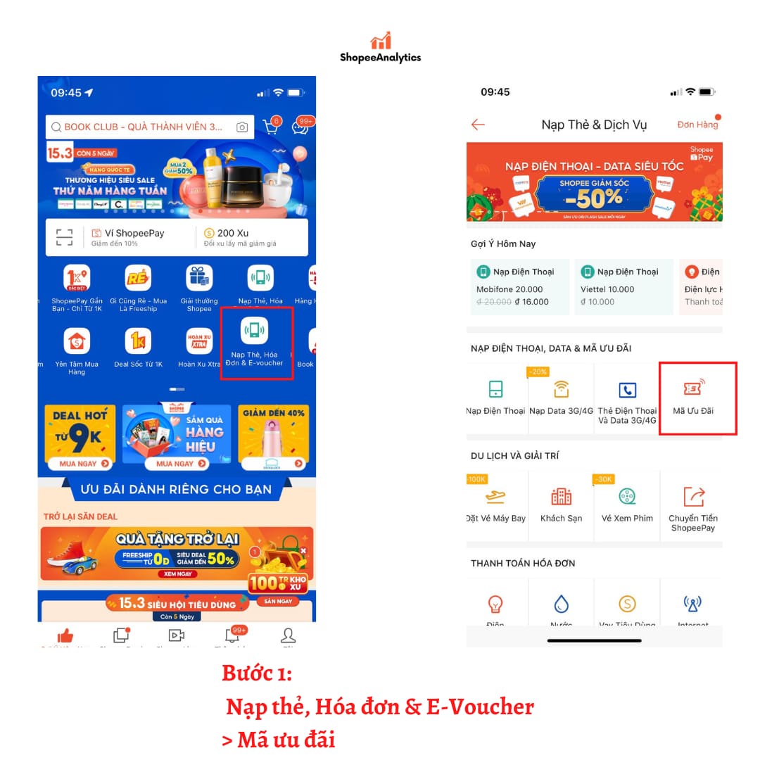 mua mã ưu đãi dịch vụ trên shopee