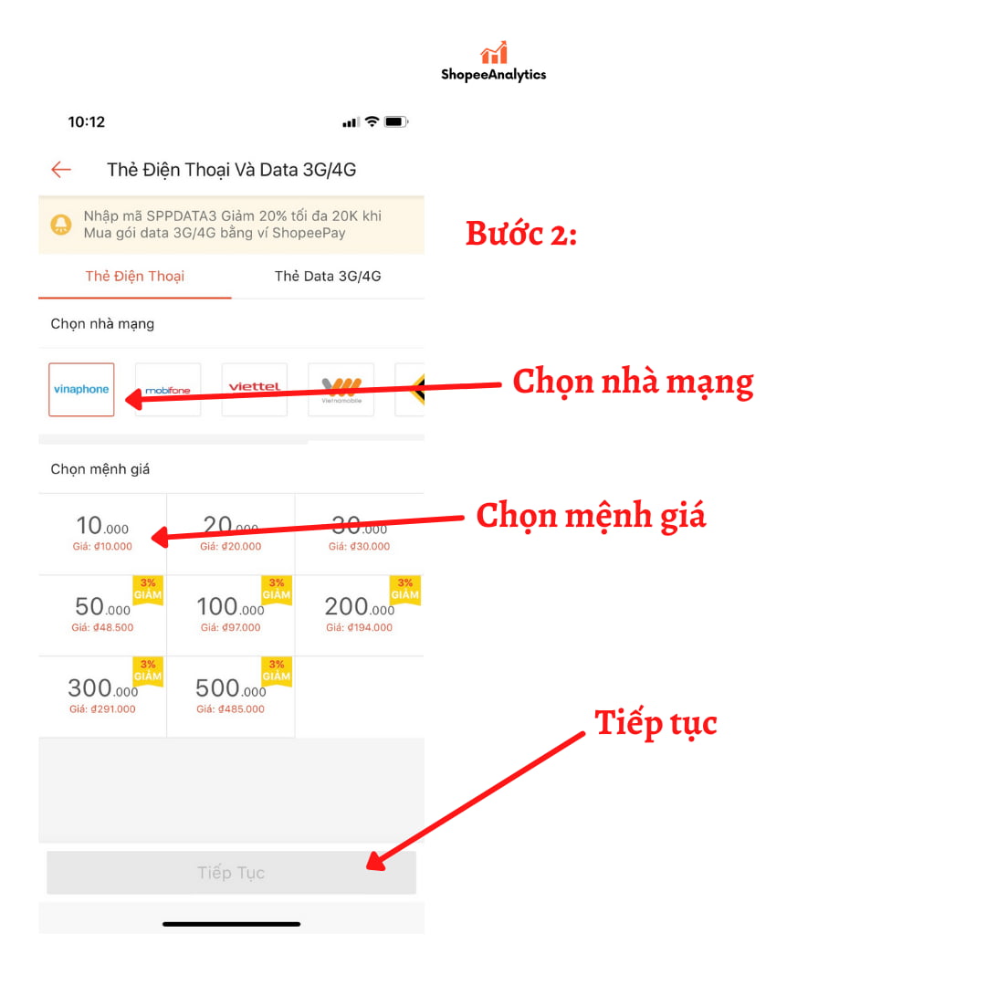 mua thẻ dịch vụ trên shopee đơn giản