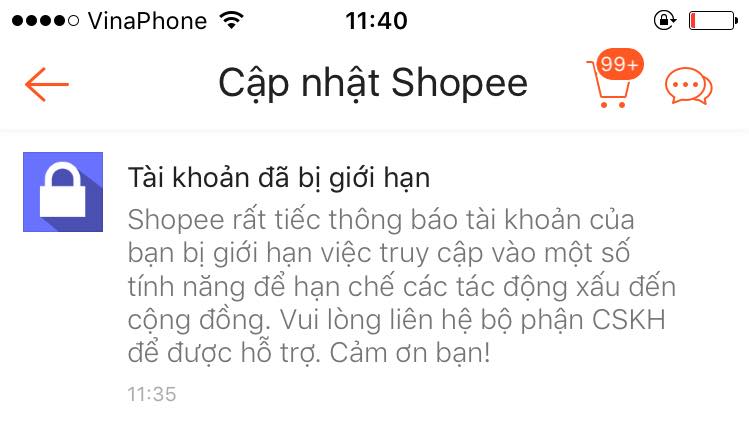 tài khoản bị giới hạn
