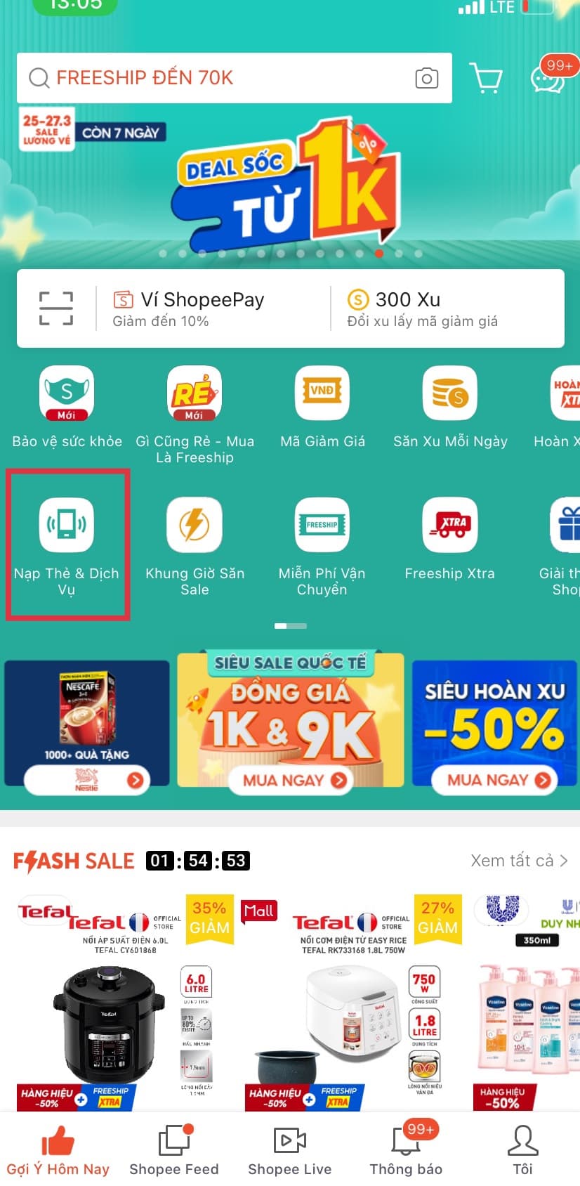 mua thẻ điện thoại 1k 6,5k nhanh trên shopee