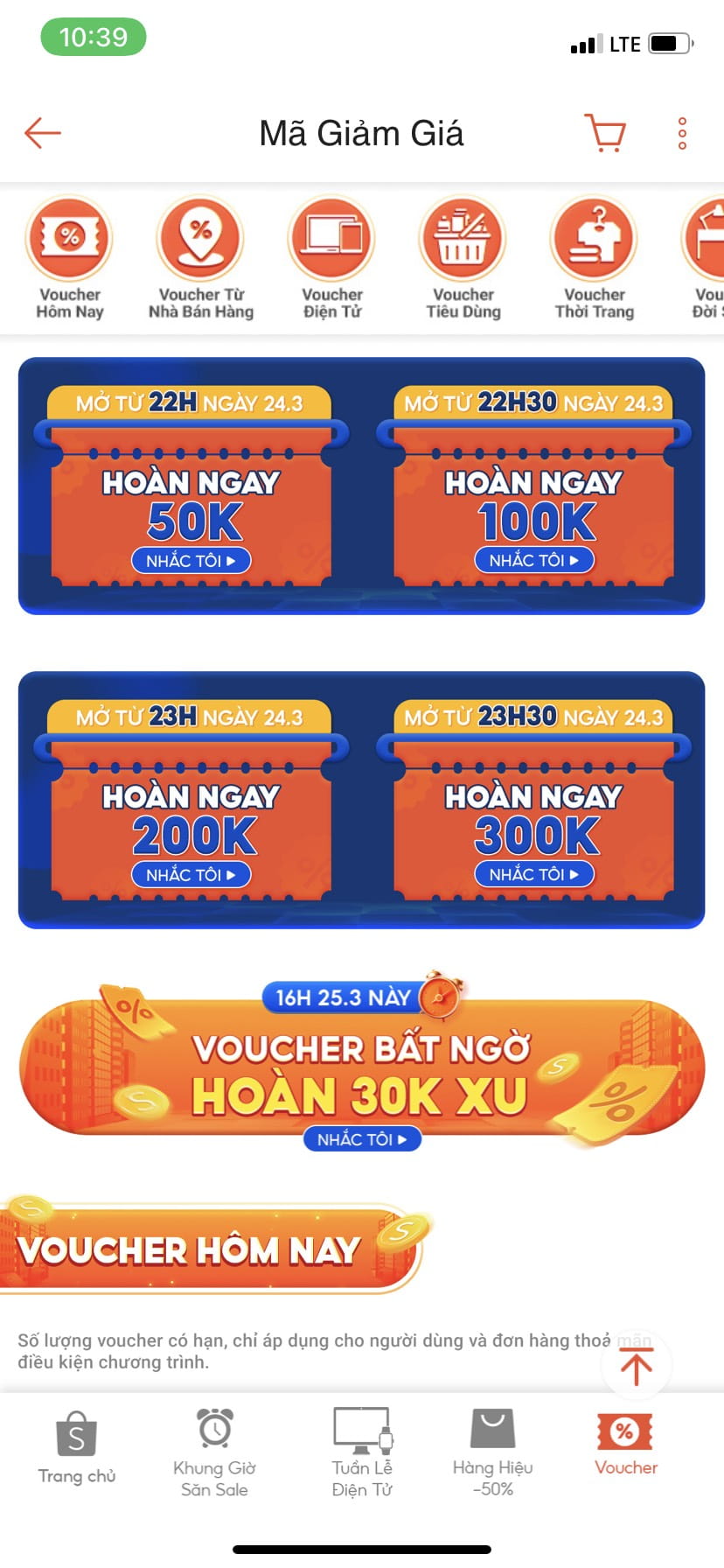 voucher mở sớm từ ngày 24.3