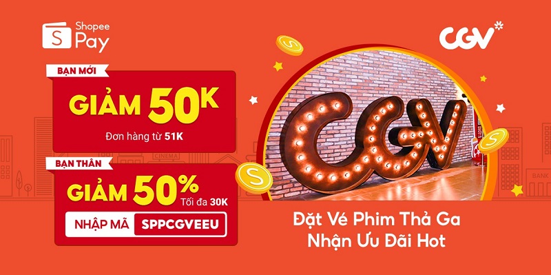 Đặt vé xem phim trên Shopee | Giảm giá 50% cho bạn mới