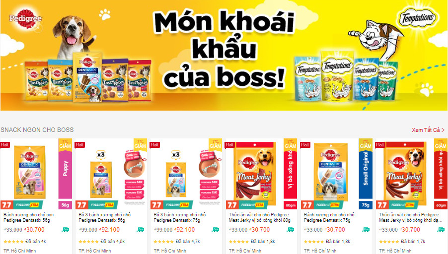 Ưu đãi tháng 7 mua thức ăn chó, mèo tại Mars Petcare trên Shopee