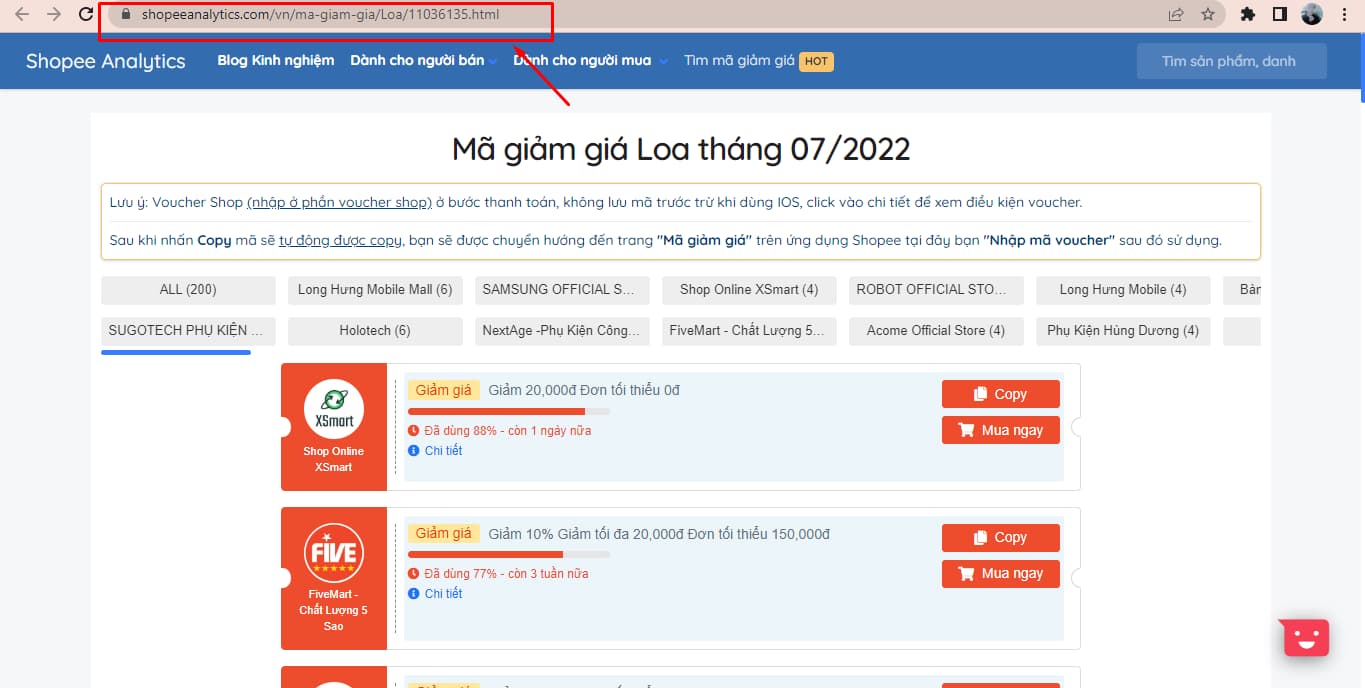xem nhanh mã giảm giá loa tháng 7