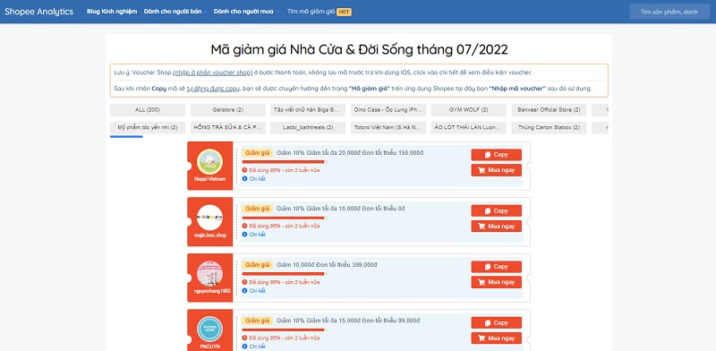 200+ mã giảm giá Nhà cửa & Đời sống Shopee | Cập nhật liên tục hằng tháng