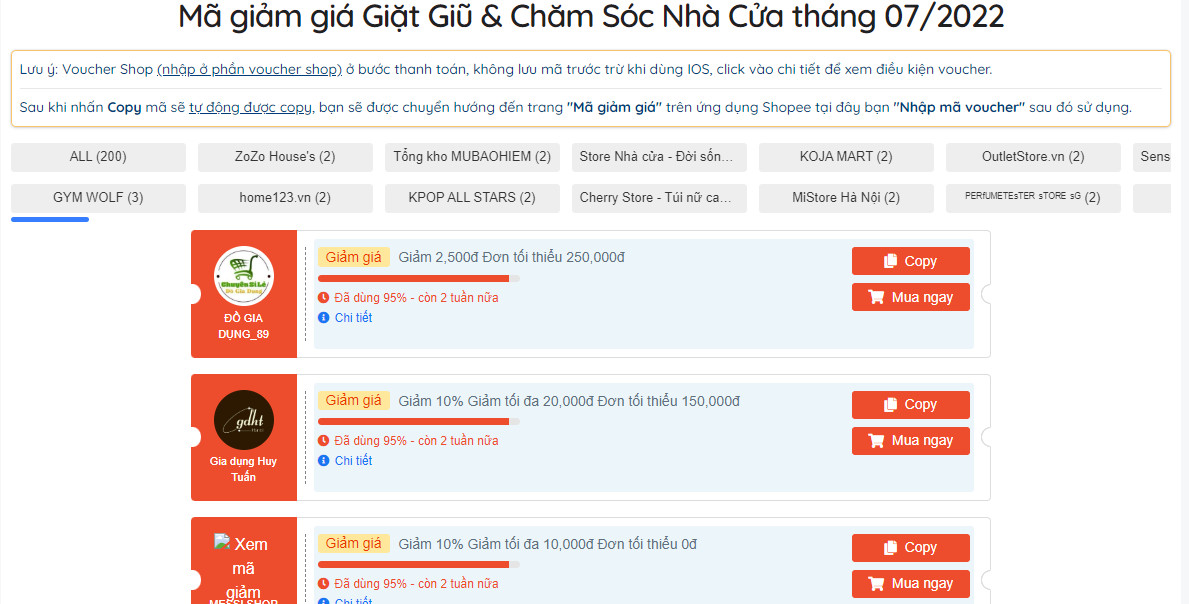 +1500 mã giảm giá sản phẩm Giặt giũ & Chăm sóc nhà cửa Shopee - Cập nhật mã nhanh theo tháng