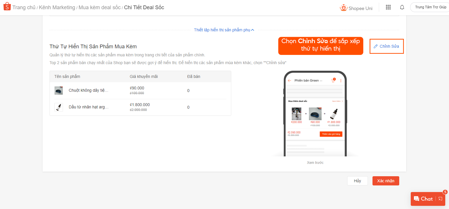Hướng dẫn cài đặt tính năng mua kèm deal sốc trên Shopee cho người bán