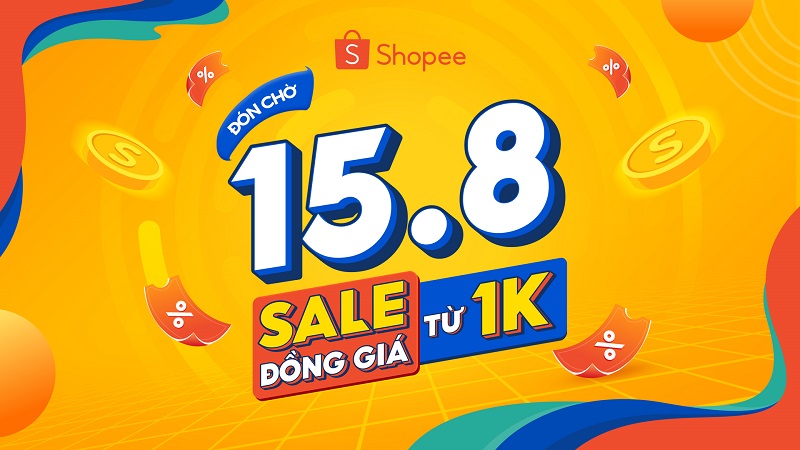 Mã giảm giá Shopee 15.8: +15 mã Freeship, đồng giá 1K, voucher 15%