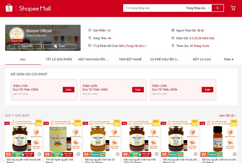 7 shop bán mật ong nguyên chất uy tín được đánh giá tốt trên Shopee