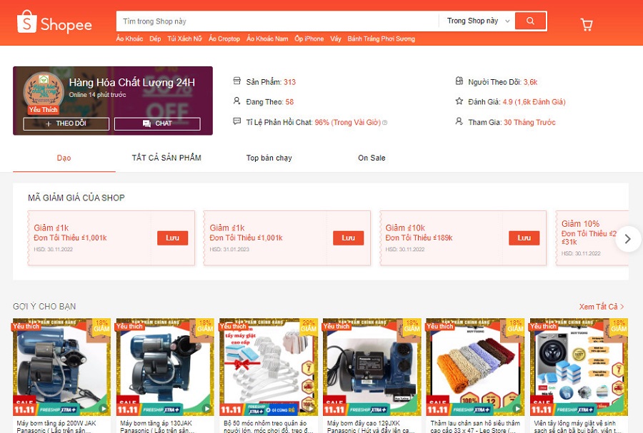 Top 7 Shop bán máy bơm nước tốt, được đánh giá cao trên Shopee