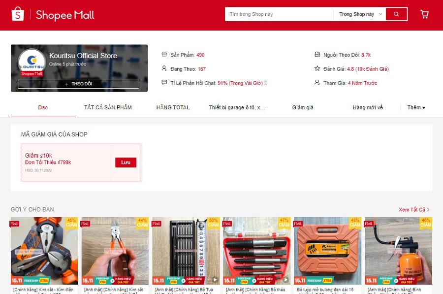 7 gian hàng bán dụng cụ cơ khí uy tín, có lượt đánh giá cao nhất trên Shopee