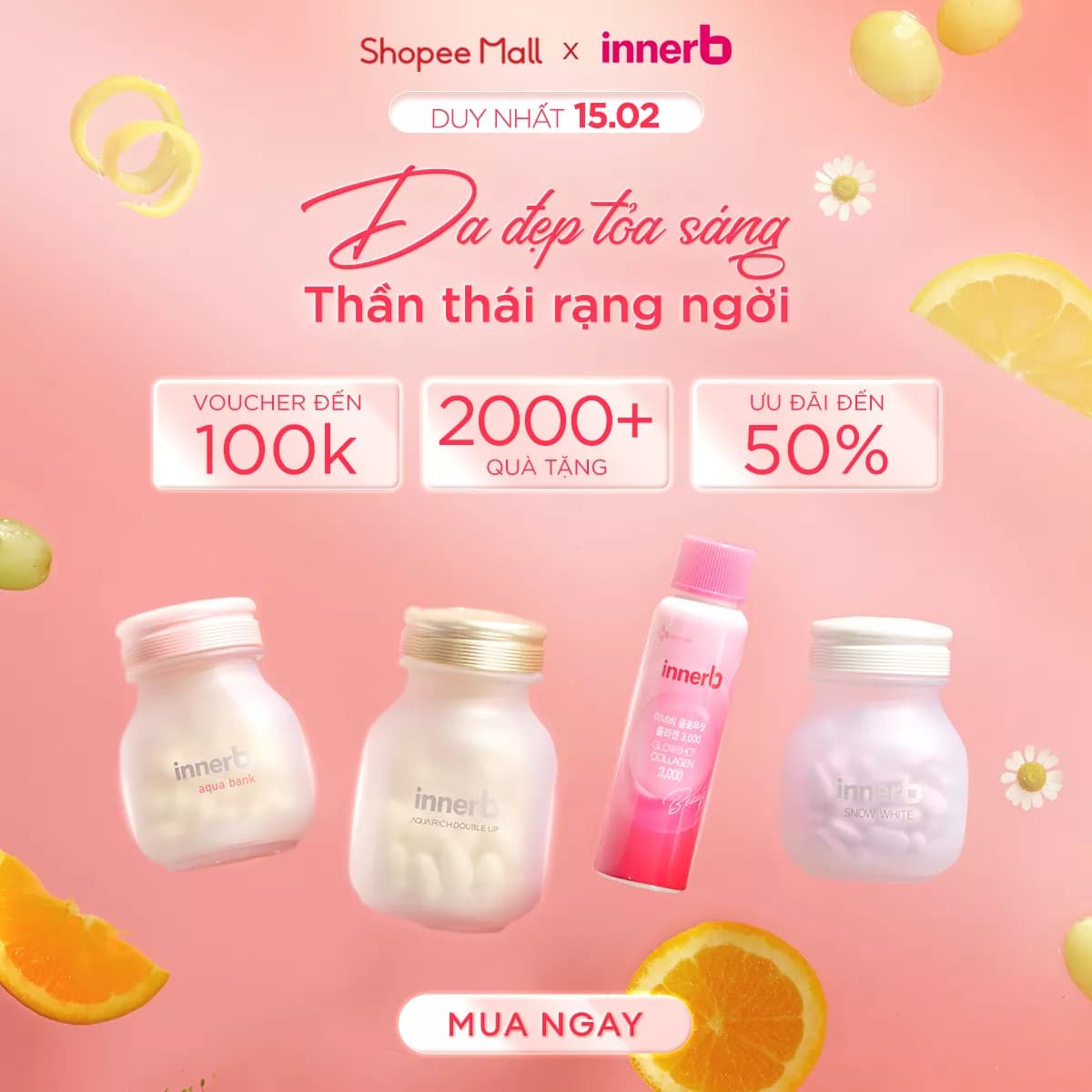 Shopee 15.2 - InnerB sale cực sốc: Thu thập voucher đến 100k, cùng 2000+ quà tặng hấp dẫn