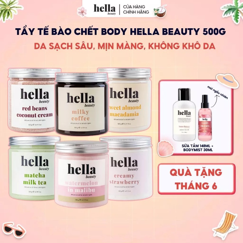 Review tẩy tế bào chết body Hella Beauty cho làn da sáng mịn