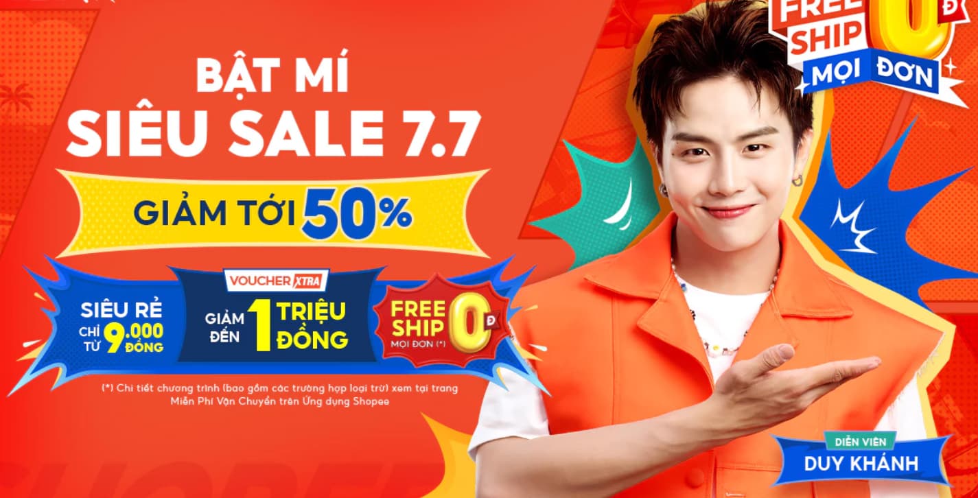 Shopee sale 7.7| Deal giảm sâu tới 50%, giá siêu rẻ chỉ từ 9K, Freeship 0 đồng cho mọi đơn