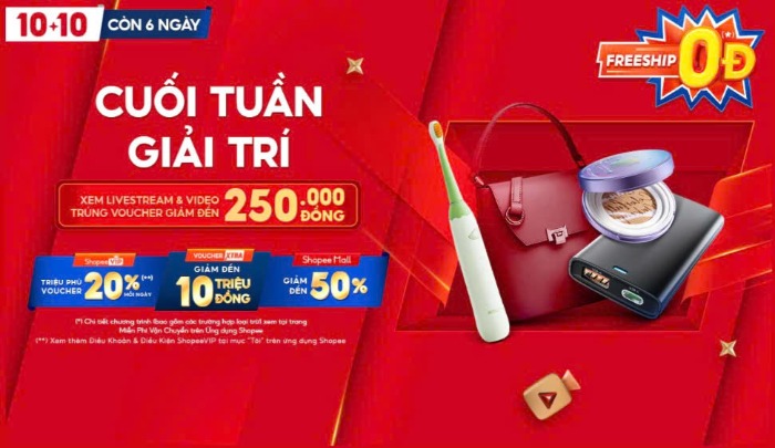 Shopee sale 10.10 Đại Tiệc Thương Hiệu - Siêu Nhanh Siêu Rẻ